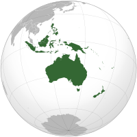 Uma projeção ortográfica da Oceania geográfica.