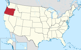 Mapa dos Estados Unidos com Oregon destaque