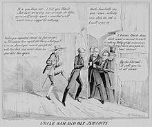 Historical political cartoon. O subtítulo lê