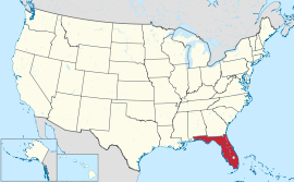 Mapa dos Estados Unidos com a Flórida em destaque
