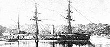 Três mastros navio de guerra blindado.