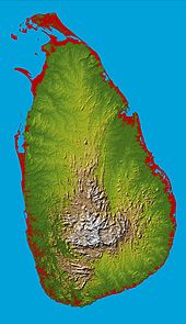 A ilha mais ou menos oval com um centro montanhoso
