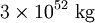3 \ times 10 ^ {52} \ \ textrm {kg}