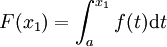 F (x_1) = \ int_ {a} ^ {x_1} f (t) \ mathrm dt