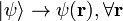 | \ Psi \ rangle \ a \ psi (\ r mathbf), \ forall \ mathbf r