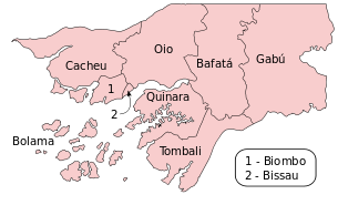 Mapa das regiões da Guiné-Bissau