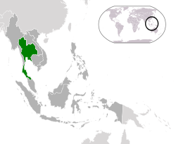 Localização da Tailândia (verde) na ASEAN (cinza escuro) - [Legend]