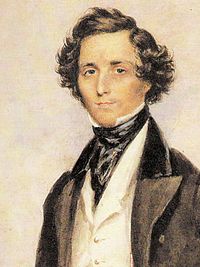 retrato da aguarela contra um fundo branco de um homem jovem com cabelos escuros e encaracolados, de frente para o espectador: vestido com roupas da moda da década de 1830, jaqueta escura com gola de veludo, lenço de seda preto, gola alta, colete branco
